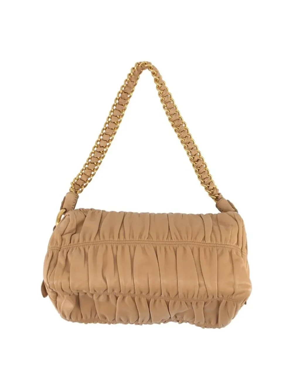 Prada Nappa Gaufre Chain Shoulder Bag Beige